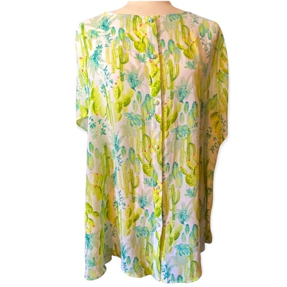 Torrid Abby White Green Cactus Georgette Blouse‎ Size 2/2X #15046572 - Picture 3 of 9